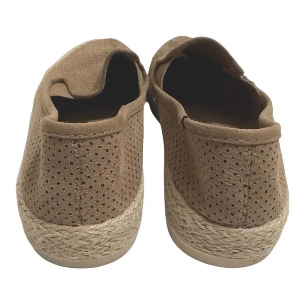 Esprit Espadrille Shoes Faux Suede Perforated Slip On Platform‎ Brown Casual 8.5